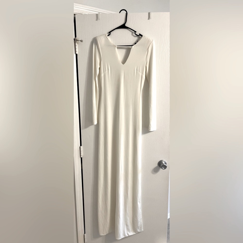 TOPSHOP cream long dress size 6